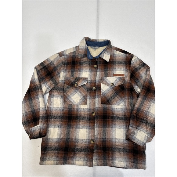 Simply Southern Womens Plaid Flannel Shacket Small Barn Coat Chores Sherpa Lined - Picture 1 of 10